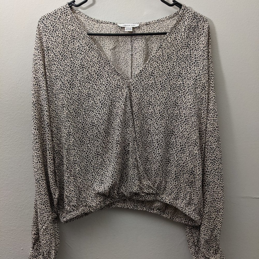 American Eagle - Cheetah Print Wrap Crop Top